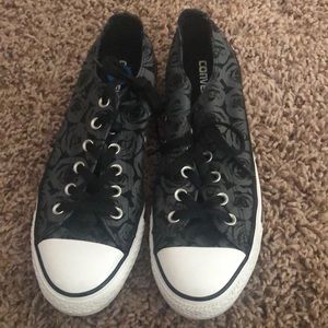 Black With Grey Flower Converse